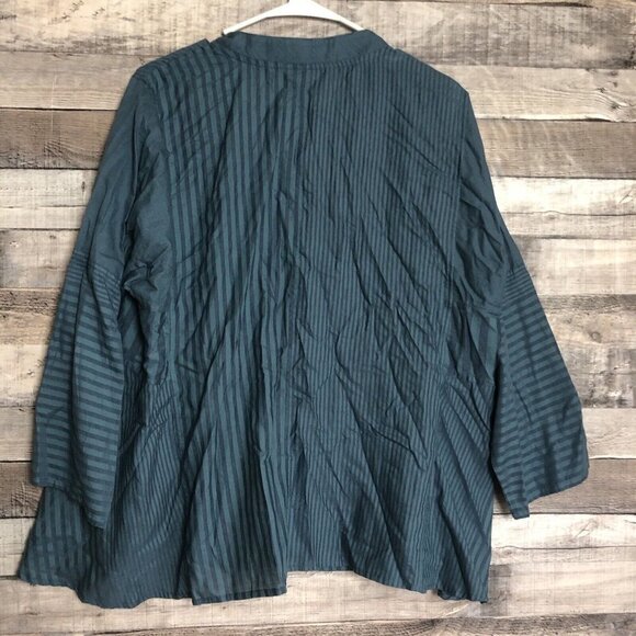 SOFT SURROUNDINGS Womens TOP 3/4 Sleeve BLUE Stripe One Button Size XL with Tank - Picture 4 of 10